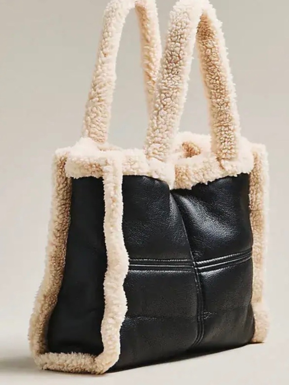 Lamarque Zoey Sherpa Leather Tote NWT Anthropologie